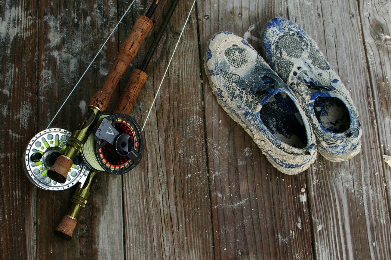 fishing rod and sand shoes.jpg