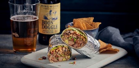 Pulled Pork Burrito Paired With A Luscious Fruity Blonde